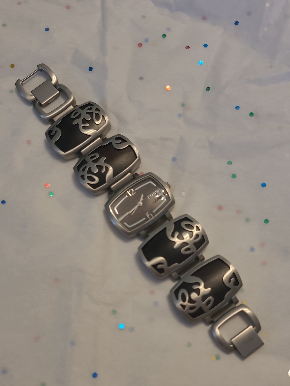 Retro Fossil Brown and Silver Women’s Decorative Link Bracelet Watch